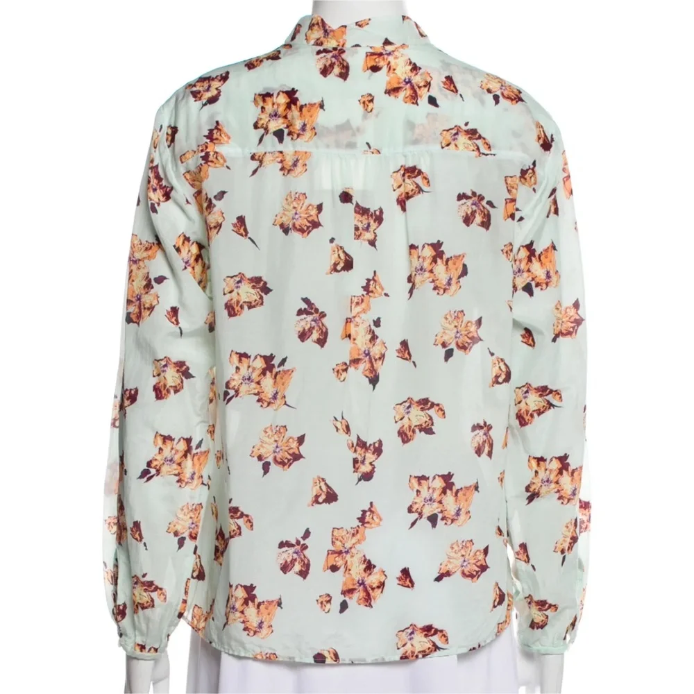 A.L.C. Shira Floral Print Mock Neck Blouse 1380 - Picture 3 of 13
